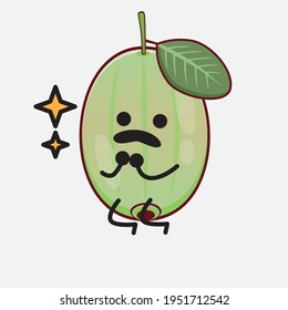 Vektorgrafik von Ogeechee Lime-Zeichen mit süßem Gesicht, einfachen Händen und Beinlinien-Kunst auf isoliertem Hintergrund. Flacher Cartoon-Doodle-Stil.