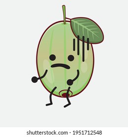 Ilustración vectorial del personaje Ogeechee Lime con cara linda, manos simples y líneas de piernas en fondo aislado. Estilo de dibujo animado plano.