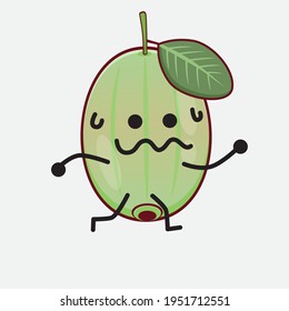 Vector Illustration of Ogeechee Lime Character with cute face, simple hands and leg line art on Isolated Background. Flat cartoon doodle style.