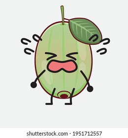 Vector Illustration of Ogeechee Lime Character with cute face, simple hands and leg line art on Isolated Background. Flat cartoon doodle style.
