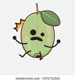 Vector Illustration of Ogeechee Lime Character with cute face, simple hands and leg line art on Isolated Background. Flat cartoon doodle style.