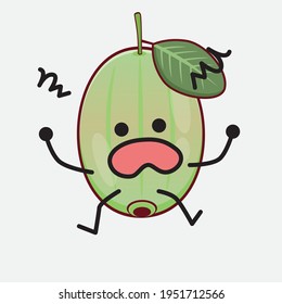 Vector Illustration of Ogeechee Lime Character with cute face, simple hands and leg line art on Isolated Background. Flat cartoon doodle style.