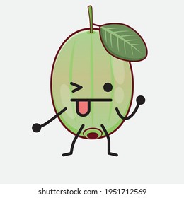 Ilustración vectorial del personaje Ogeechee Lime con cara linda, manos simples y líneas de piernas en fondo aislado. Estilo de dibujo animado plano.