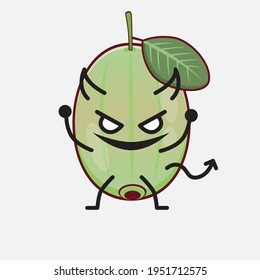 Vector Illustration of Ogeechee Lime Character with cute face, simple hands and leg line art on Isolated Background. Flat cartoon doodle style.