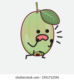Vektorgrafik von Ogeechee Lime-Zeichen mit süßem Gesicht, einfachen Händen und Beinlinien-Kunst auf isoliertem Hintergrund. Flacher Cartoon-Doodle-Stil.