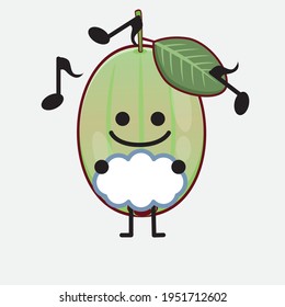 Vector Illustration of Ogeechee Lime Character with cute face, simple hands and leg line art on Isolated Background. Flat cartoon doodle style.