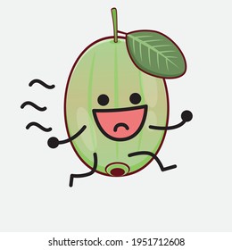 Vector Illustration of Ogeechee Lime Character with cute face, simple hands and leg line art on Isolated Background. Flat cartoon doodle style.