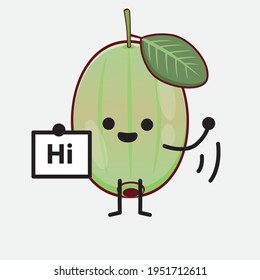 Vector Illustration of Ogeechee Lime Character with cute face, simple hands and leg line art on Isolated Background. Flat cartoon doodle style.