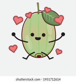 Vector Illustration of Ogeechee Lime Character with cute face, simple hands and leg line art on Isolated Background. Flat cartoon doodle style.