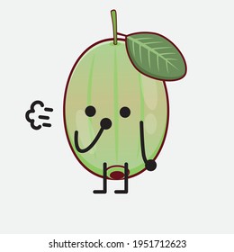 Ilustración vectorial del personaje Ogeechee Lime con cara linda, manos simples y líneas de piernas en fondo aislado. Estilo de dibujo animado plano.