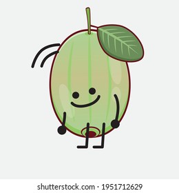 Vector Illustration of Ogeechee Lime Character with cute face, simple hands and leg line art on Isolated Background. Flat cartoon doodle style.