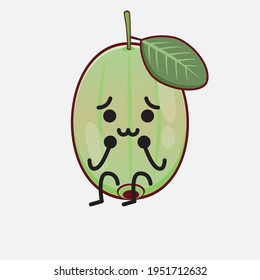 Vector Illustration of Ogeechee Lime Character with cute face, simple hands and leg line art on Isolated Background. Flat cartoon doodle style.