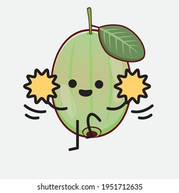 Ilustración vectorial del personaje Ogeechee Lime con cara linda, manos simples y líneas de piernas en fondo aislado. Estilo de dibujo animado plano.