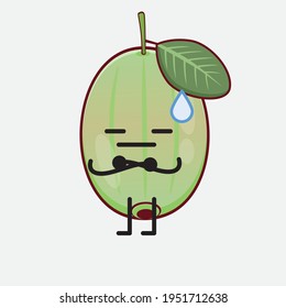 Vektorgrafik von Ogeechee Lime-Zeichen mit süßem Gesicht, einfachen Händen und Beinlinien-Kunst auf isoliertem Hintergrund. Flacher Cartoon-Doodle-Stil.