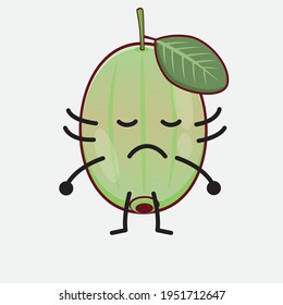 Ilustración vectorial del personaje Ogeechee Lime con cara linda, manos simples y líneas de piernas en fondo aislado. Estilo de dibujo animado plano.