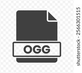 Vector illustration of OGG file in dark color and transparent background(PNG).