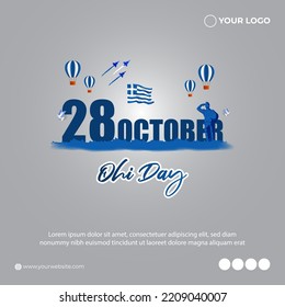 Vector Illustration For Ohi Day 28 October Greece