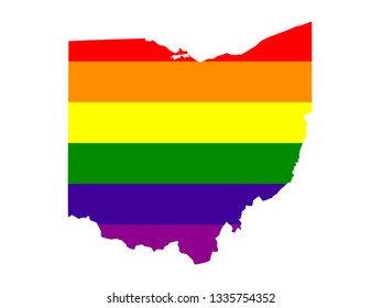 vector illustration of Ohio map with LGBT flag
