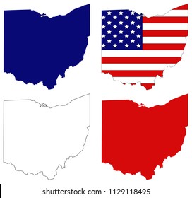 vector illustration of Ohio maps with USA flag