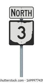 Vector illustration of the Ohio State Highway road sign on metallic post