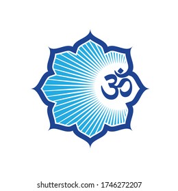 Ilustración vectorial del símbolo de Ohm y flor de loto 