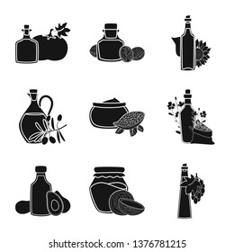 Vector illustration of oil and agriculture icon. Collection of oil and glass  stock symbol for web.