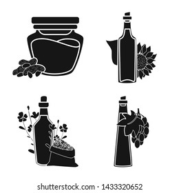 Vector illustration of oil and agriculture icon. Collection of oil and glass vector icon for stock.