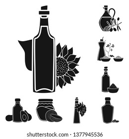 Vector illustration of oil and agriculture sign. Collection of oil and glass  vector icon for stock.