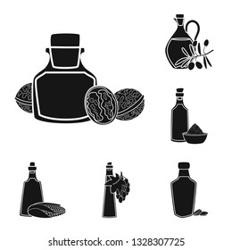 Vector illustration of oil and agriculture symbol. Set of oil and glass  stock vector illustration.