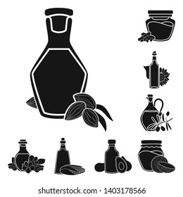Vector illustration of oil and agriculture symbol. Collection of oil and glass  vector icon for stock.