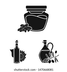 Vector illustration of oil and agriculture symbol. Set of oil and glass vector icon for stock.