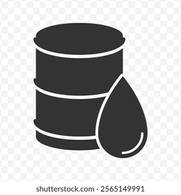 Vector illustration of oil barrel icon in dark color and transparent background(PNG).