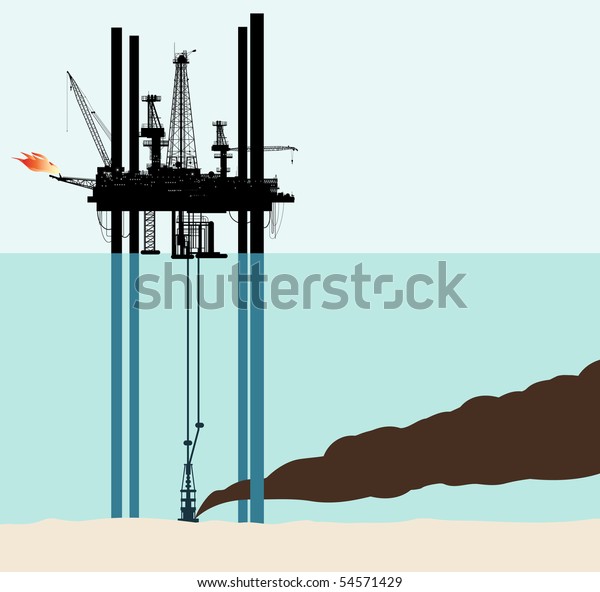 Vector Illustration Oil Deep Sea Pollution Stock Vector (Royalty Free ...