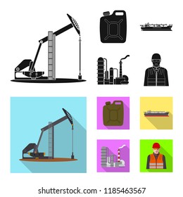 Vector illustration of oil and gas icon. Collection of oil and petrol vector icon for stock.