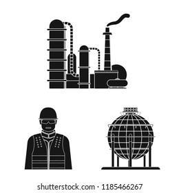 Vector illustration of oil and gas icon. Set of oil and petrol stock symbol for web.