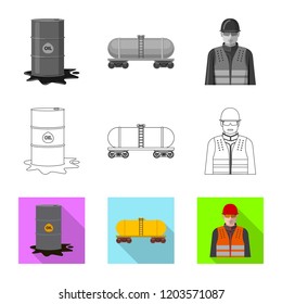 Vector illustration of oil and gas icon. Set of oil and petrol stock symbol for web.