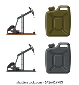 Vector illustration of oil and gas icon. Set of oil and petrol vector icon for stock.