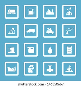 Vector illustration of oil and gas industry icons.