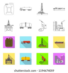 Vector illustration of oil and gas logo. Collection of oil and petrol stock vector illustration.