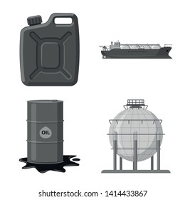 Vector illustration of oil and gas logo. Collection of oil and petrol stock symbol for web.