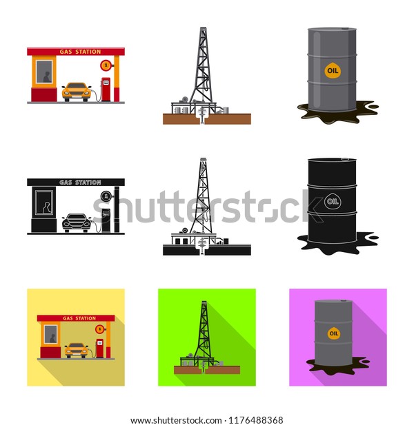 Vector illustration of oil and gas logo. Set\
of oil and petrol vector icon for\
stock.