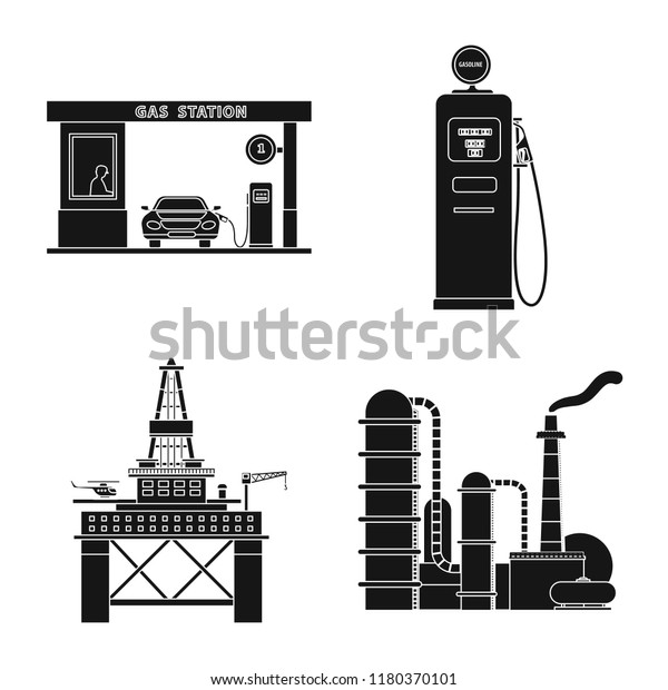 Vector illustration of oil and gas\
logo. Collection of oil and petrol vector icon for\
stock.