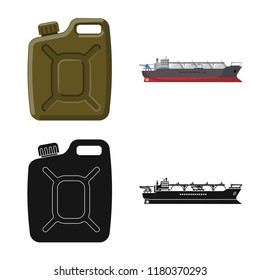 Vector illustration of oil and gas sign. Set of oil and petrol vector icon for stock.
