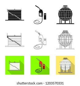 Vector illustration of oil and gas sign. Set of oil and petrol stock vector illustration.