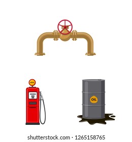 Vector illustration of oil and gas sign. Collection of oil and petrol stock symbol for web.