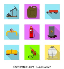 Vector illustration of oil and gas sign. Set of oil and petrol vector icon for stock.