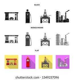 Vector illustration of oil and gas sign. Set of oil and petrol vector icon for stock.