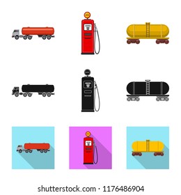 Vector illustration of oil and gas symbol. Set of oil and petrol stock symbol for web.