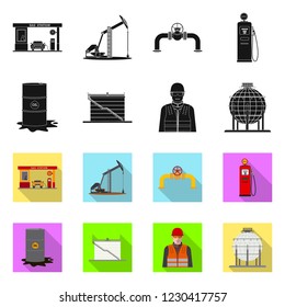 Vector illustration of oil and gas symbol. Collection of oil and petrol stock vector illustration.