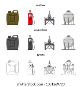 Vector illustration of oil and gas symbol. Set of oil and petrol vector icon for stock.